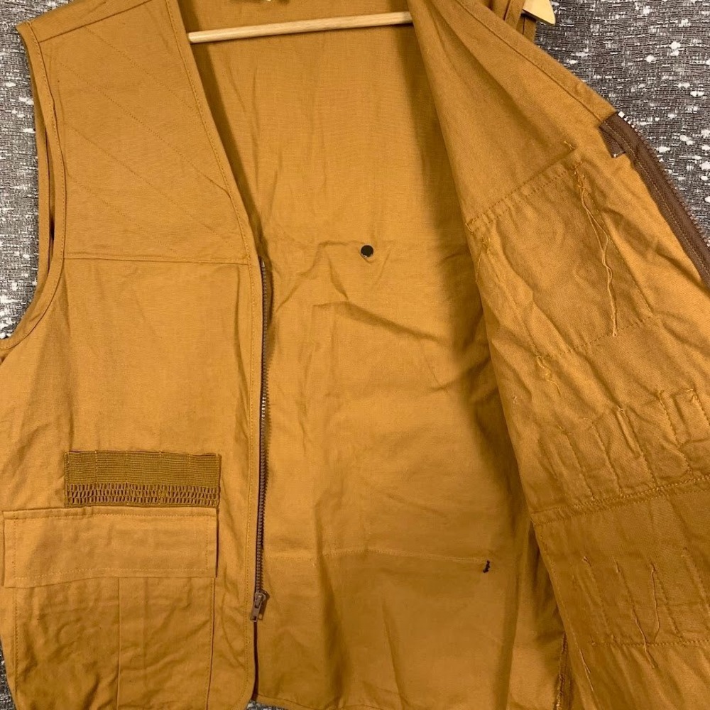 Vtg Blue Bill Canvas Hunting Vest Brown Zip Front Utility Cargo Pockets Men's XL - Picture 7 of 8